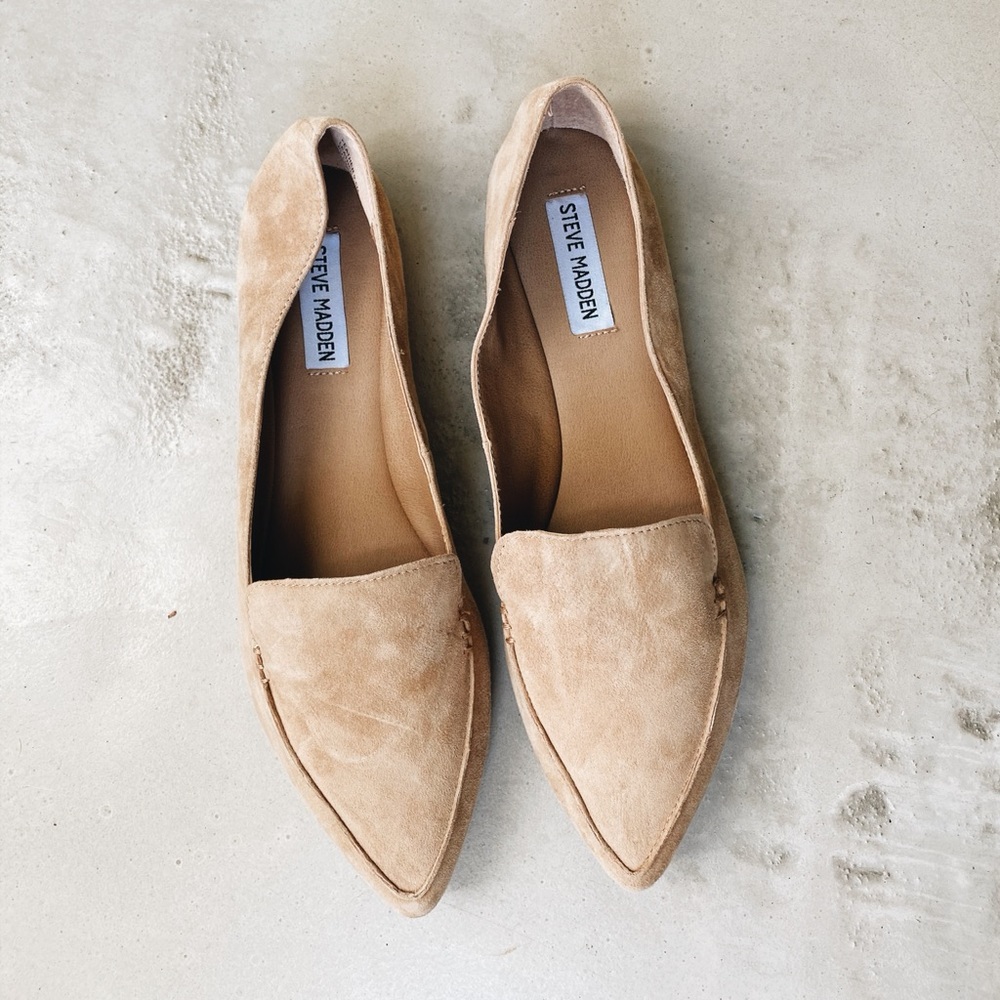 Steve Madden tan suede flats.